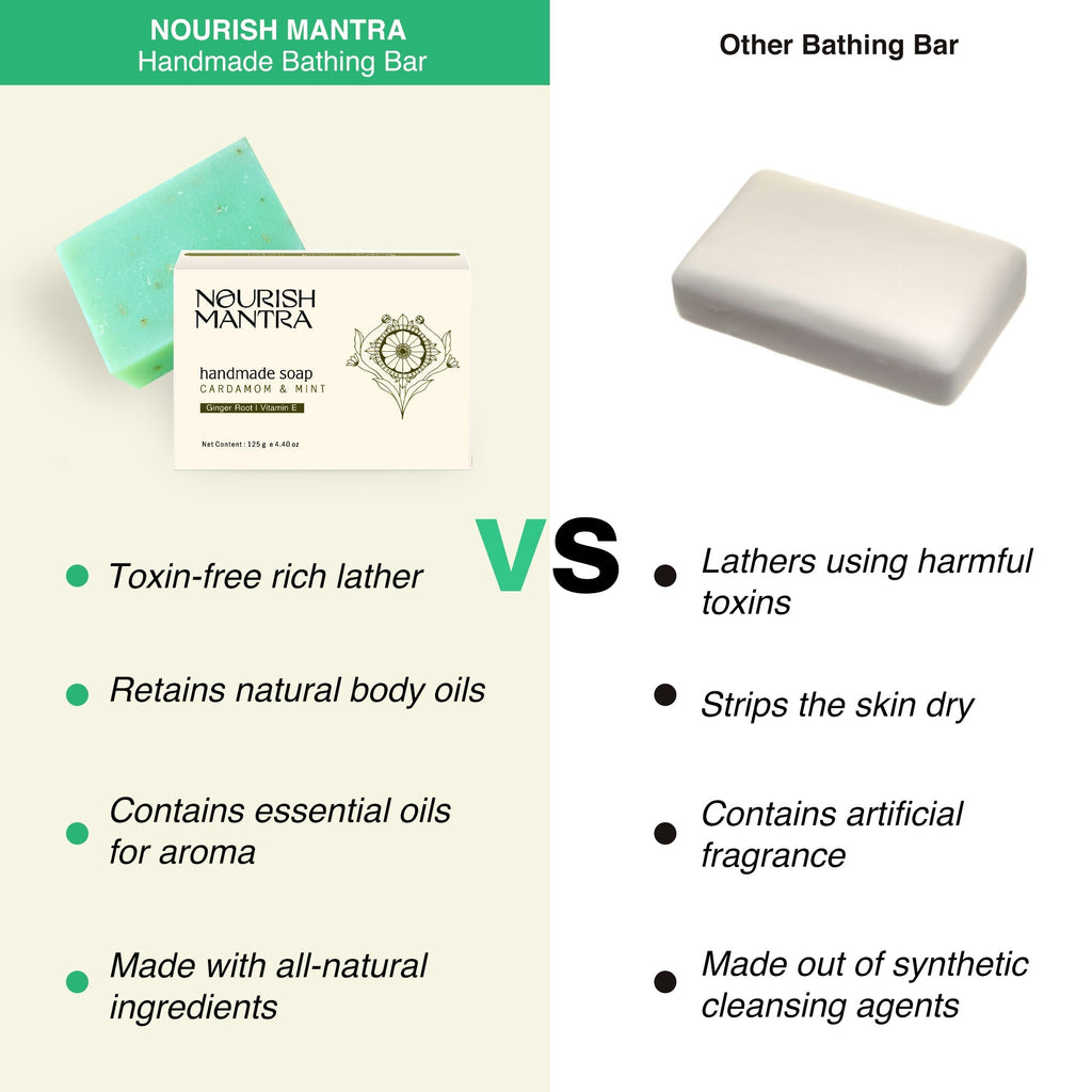Nourish Mantra Cardamom & Mint Handmade Bathing Bar Soap - 125 gms