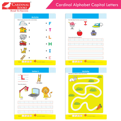 Cardinal Alphabet Letter Writing Book (Set of 3)|Alphabet Capital & Small Letter writing & Practice Book| Kindergarten Book for Kids Ages 3-6 Years