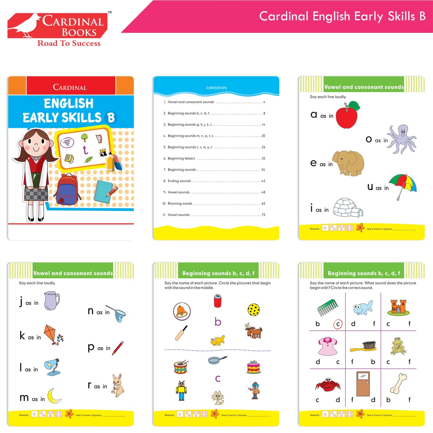 Cardinal Fun Learning Junior KG Activity Books Set of 6|Number| Rhymes & Story| Phonic| English & Maths Skill| Colouring Book For Kids Ages 4-5 Years