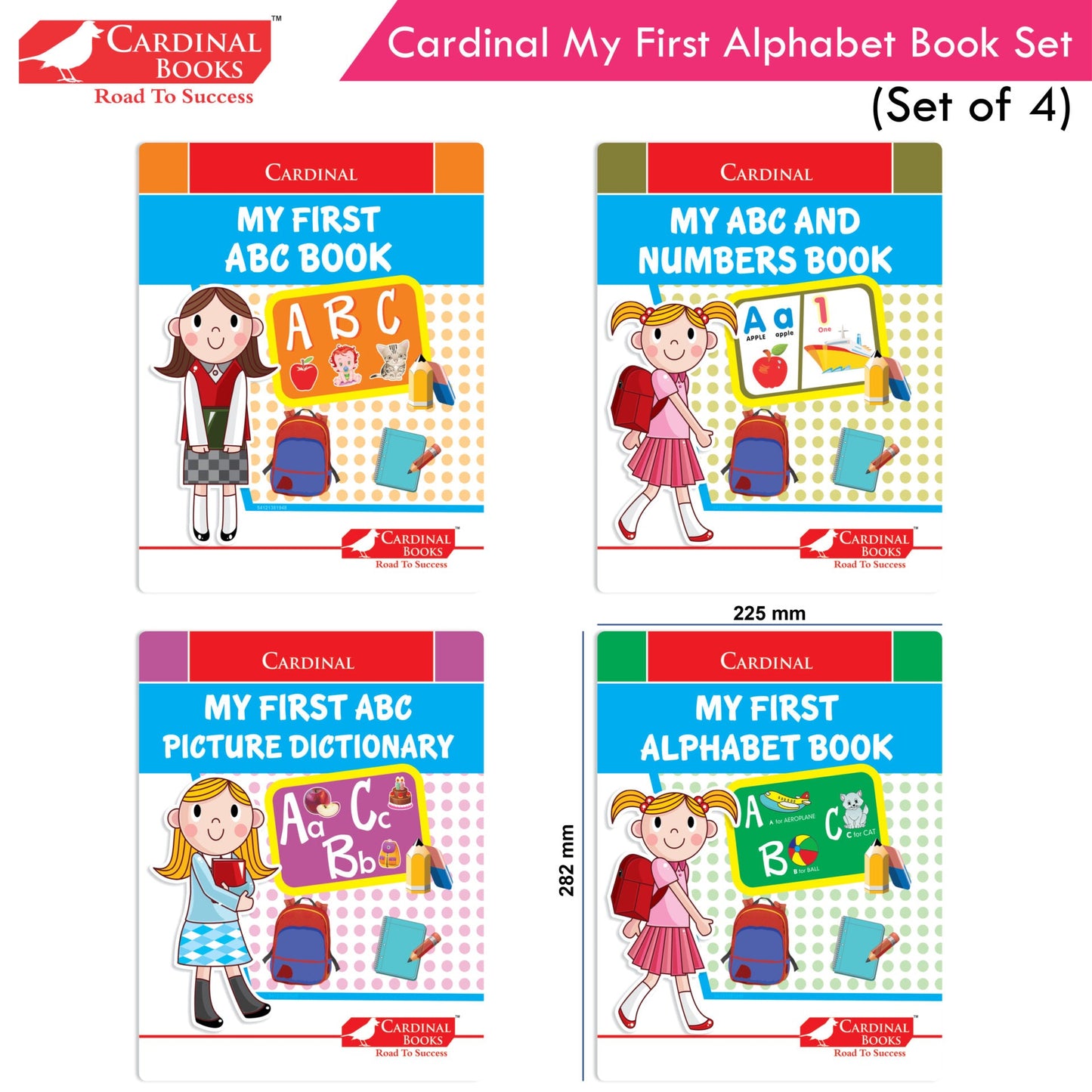 Cardinal My First Alphabet Books Set of 4| Alphabet Picture Book| My First ABC & Number Book| Picture Dictionary| Kindergarten Book| Ages 3-6 Years