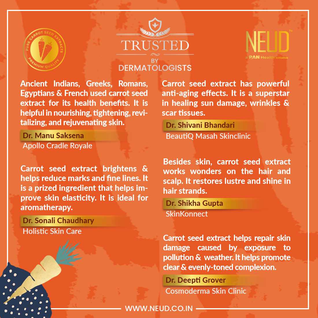 Neud Carrot Seed Premium Shampoo for Men & Women - 300 ml