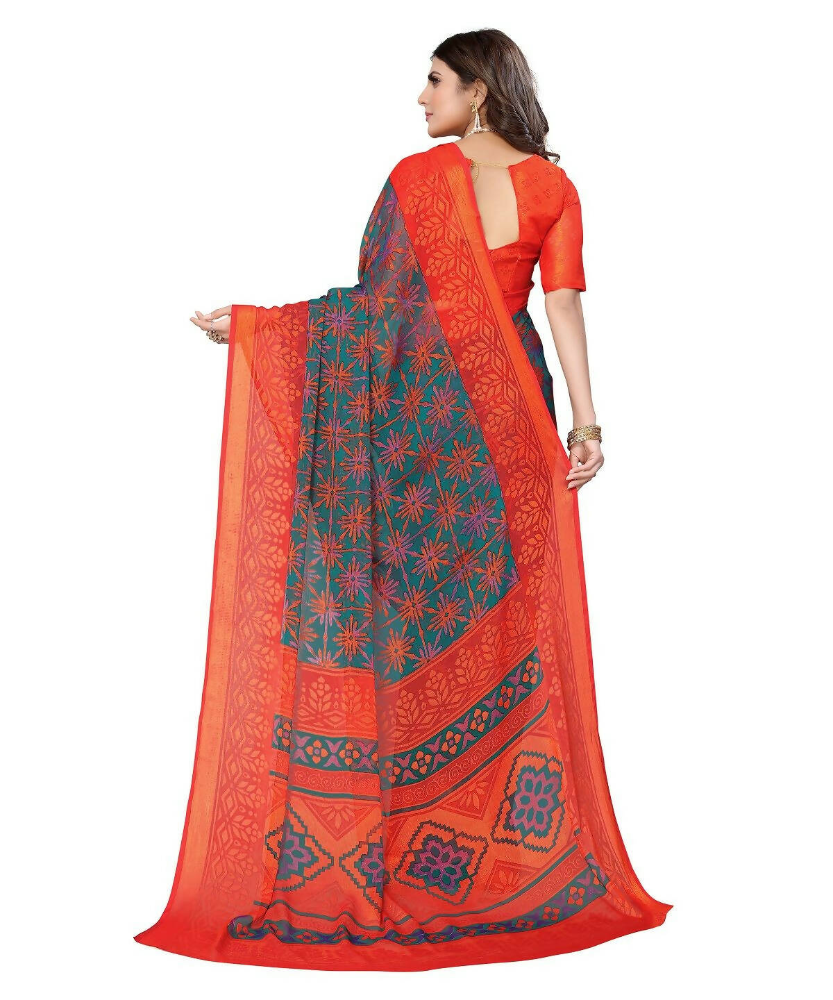 Vamika Rama Green Chiffon Brasso Bollywood Style Woven Saree (DEVINA RAMA)