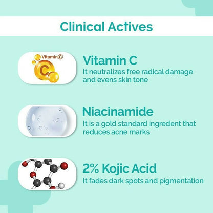 The Derma Co Radiant & Glowing Skin Combo: 2% Kojic Acid Face Serum & C-Cinamide Radiance Sunscreen Aqva Gel