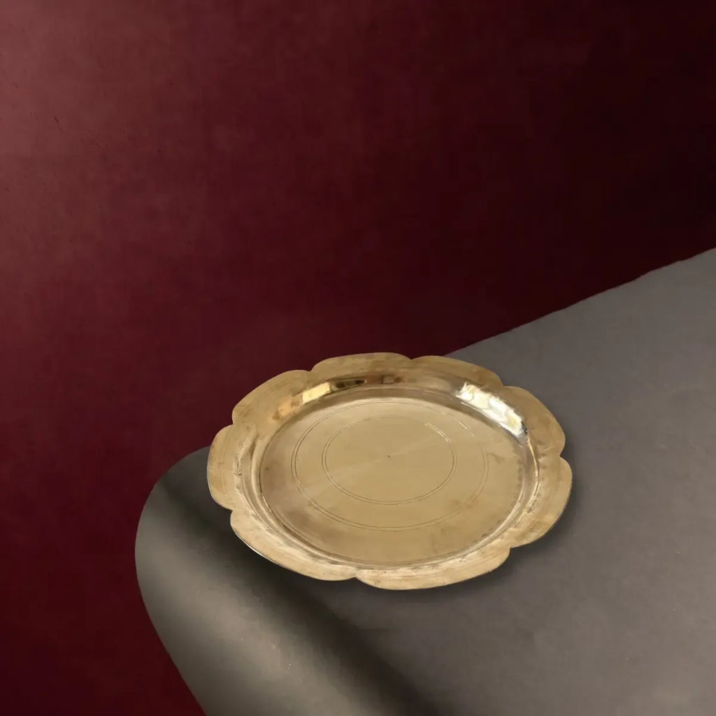 Zishta Kansa Thali Chandramalli Bronze Dinner Plate Handcrafted from West Bengal
