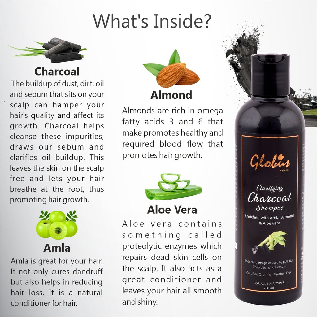 Globus Naturals Clarifying Charcoal Shampoo - 250 ml