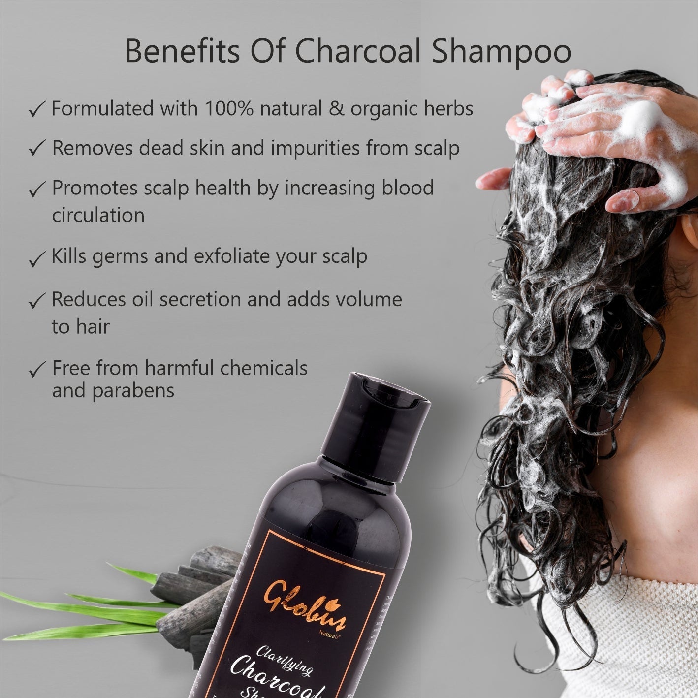 Globus Naturals Clarifying Charcoal Shampoo - 250 ml