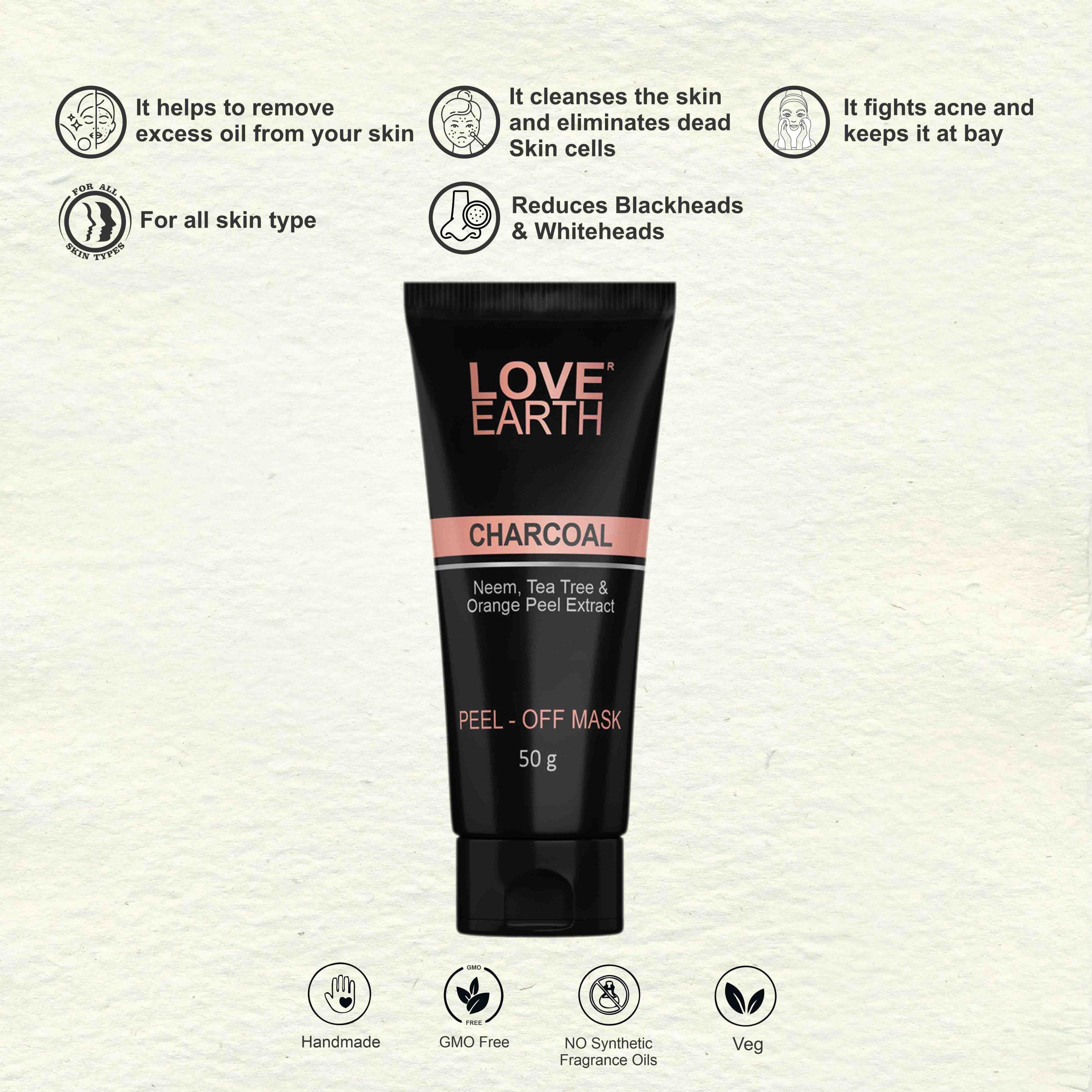 Love Earth Charcoal Peel Off Mask - 50 gms