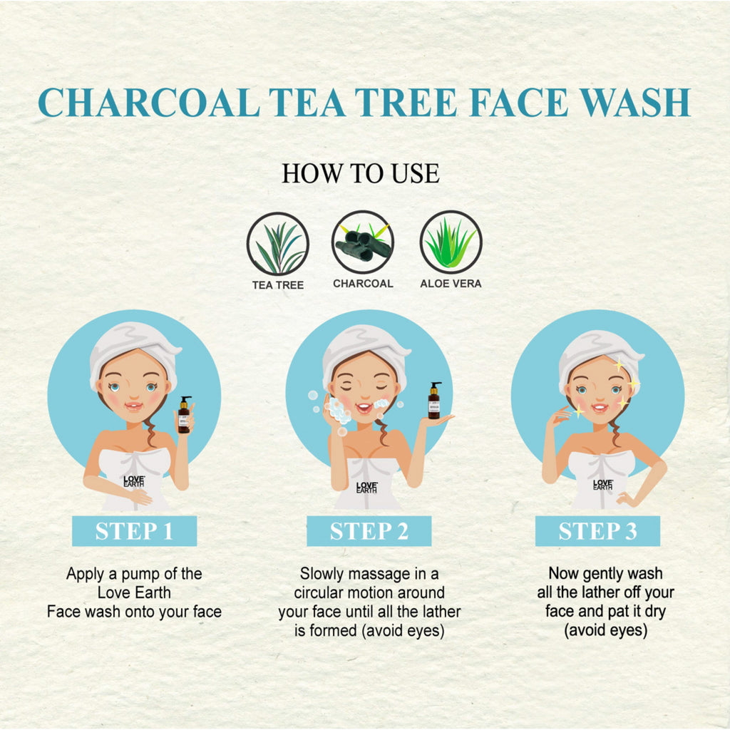 Love Earth Charcoal Tea Tree Face Wash - 100 ml