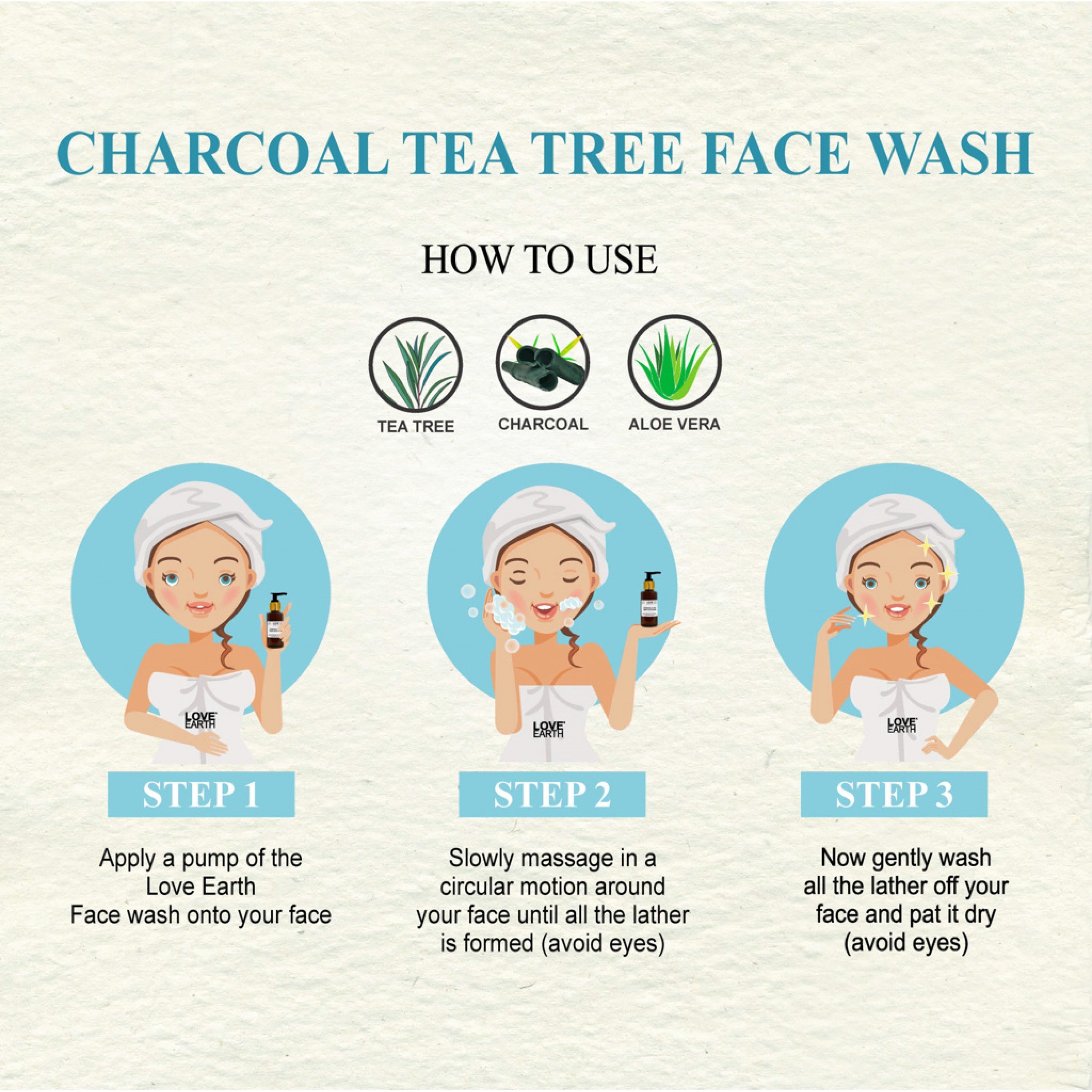 Love Earth Charcoal Tea Tree Face Wash - 100 ml