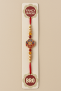 Traditional Fancy Rakhi with Hexagonal Centerpiece and Bead Work