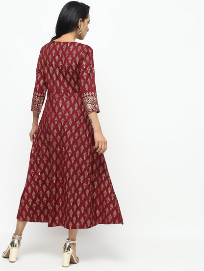 Cheera Angrakha All Over Butta Foil Printed Kurta With Beautiful Border Design