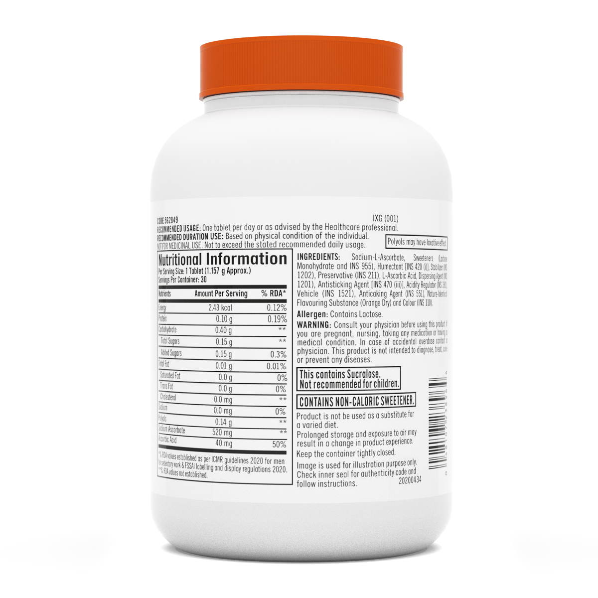 GNC Vitamin C Chewable Tablets  - 30 tabs