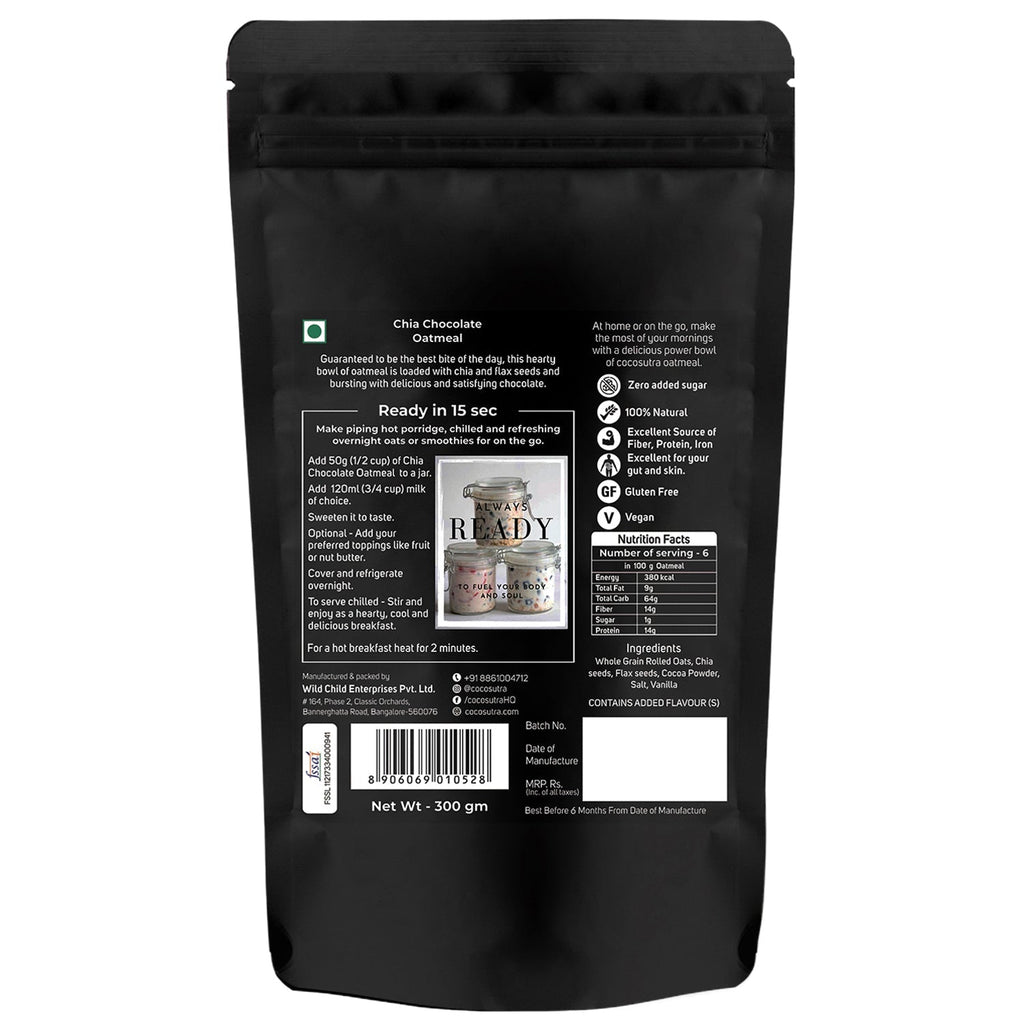 Cocosutra Chia Chocolate Oatmeal - 300 gms