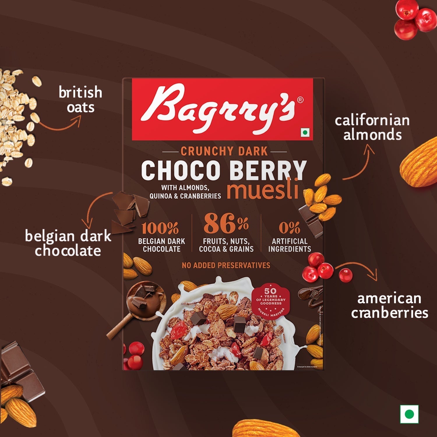 Bagrry's  Crunchy Dark Choco Berry Muesli
