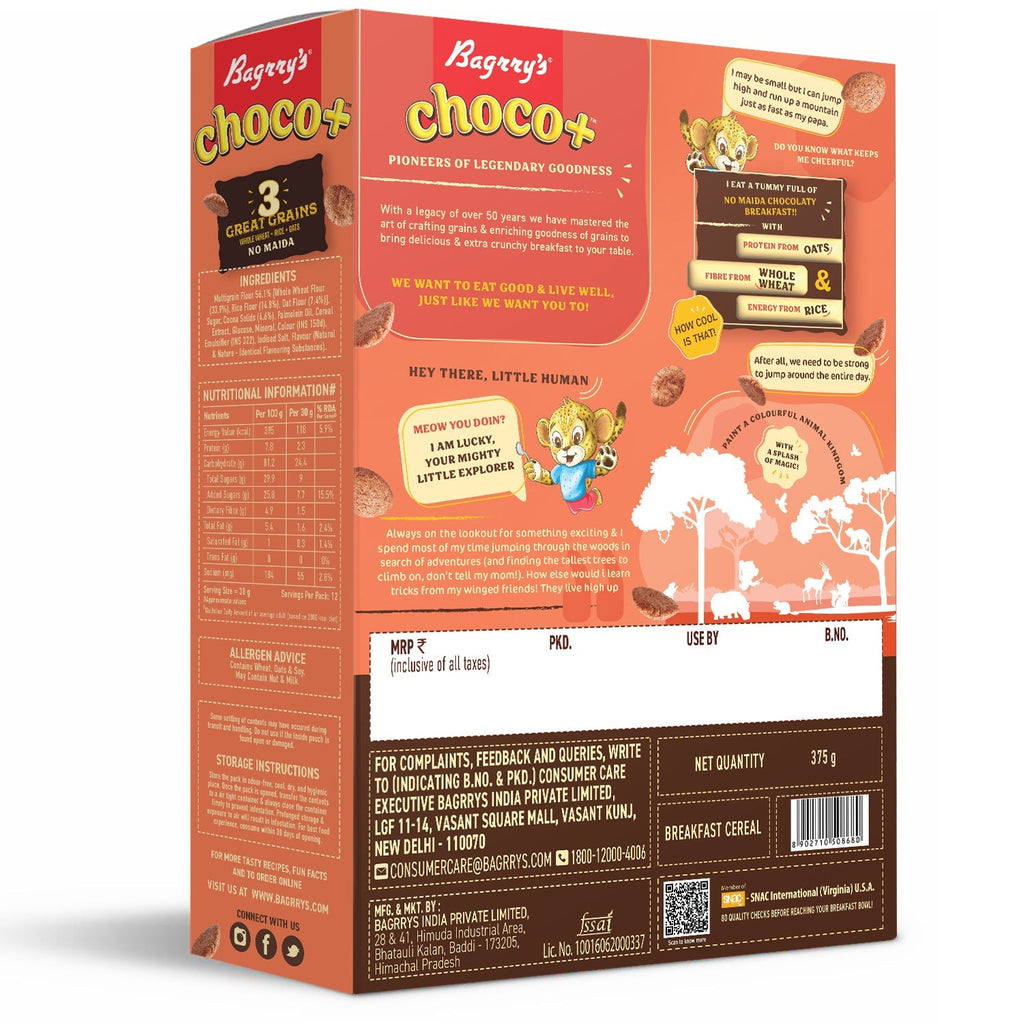 Bagrry's  Choco+ with 3 Great Grains - 375 gms
