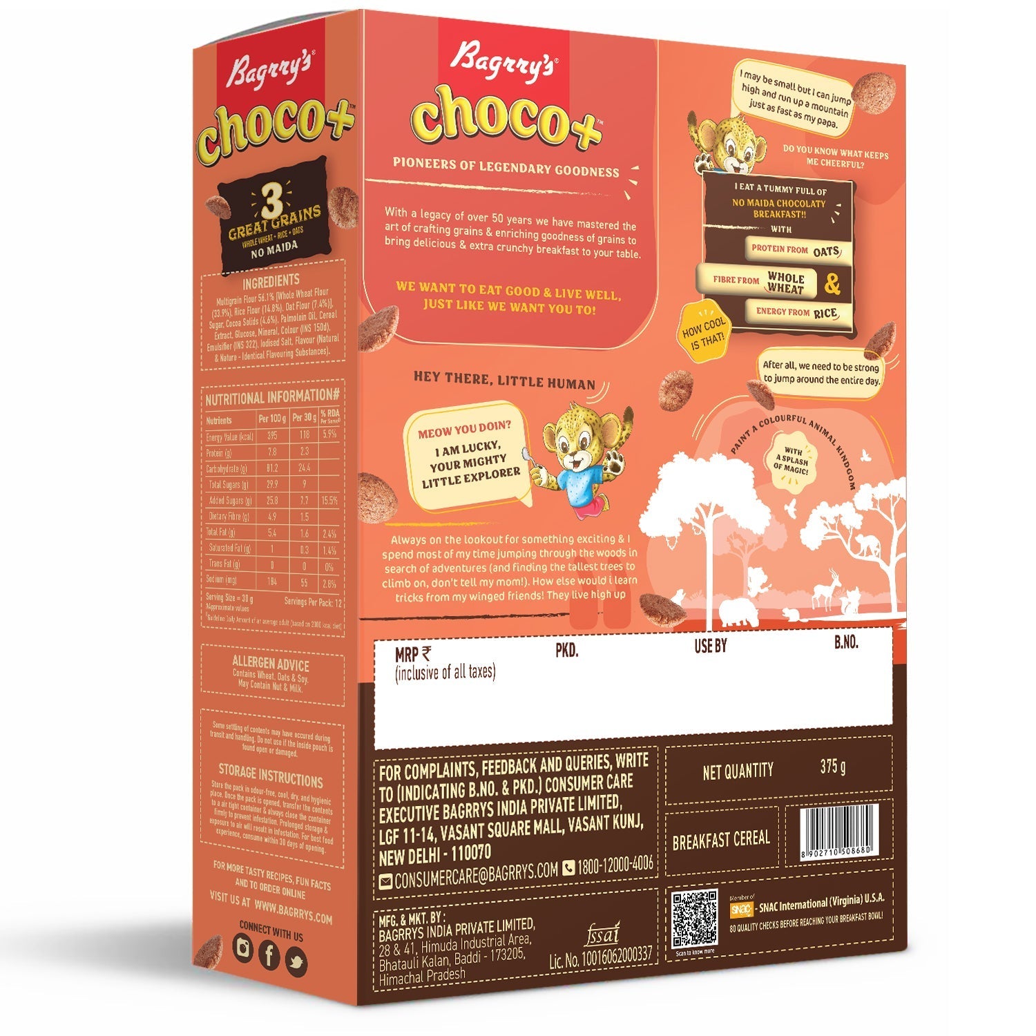 Bagrry's  Choco+ with 3 Great Grains - 375 gms