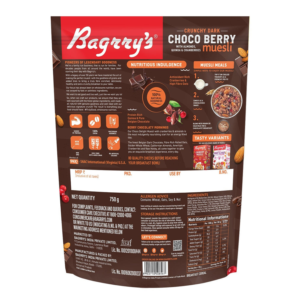Bagrry's  Crunchy Dark Choco Berry Muesli