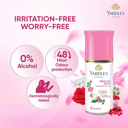 Yardley London English Rose Anti Perspirant Deodorant Roll On for Women