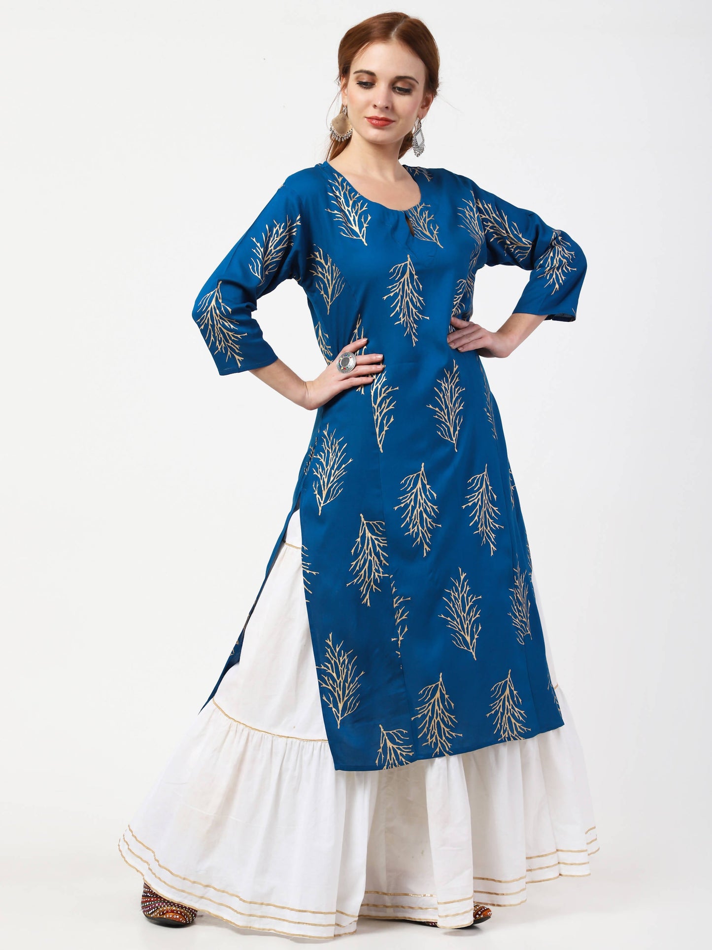 Cheera Kurta with Skirt & Embroidered Dupatta Set (CH111KSD)