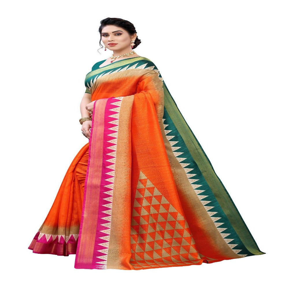Vamika Orange Linen Jari Border Saree (GUNJAN Orange)