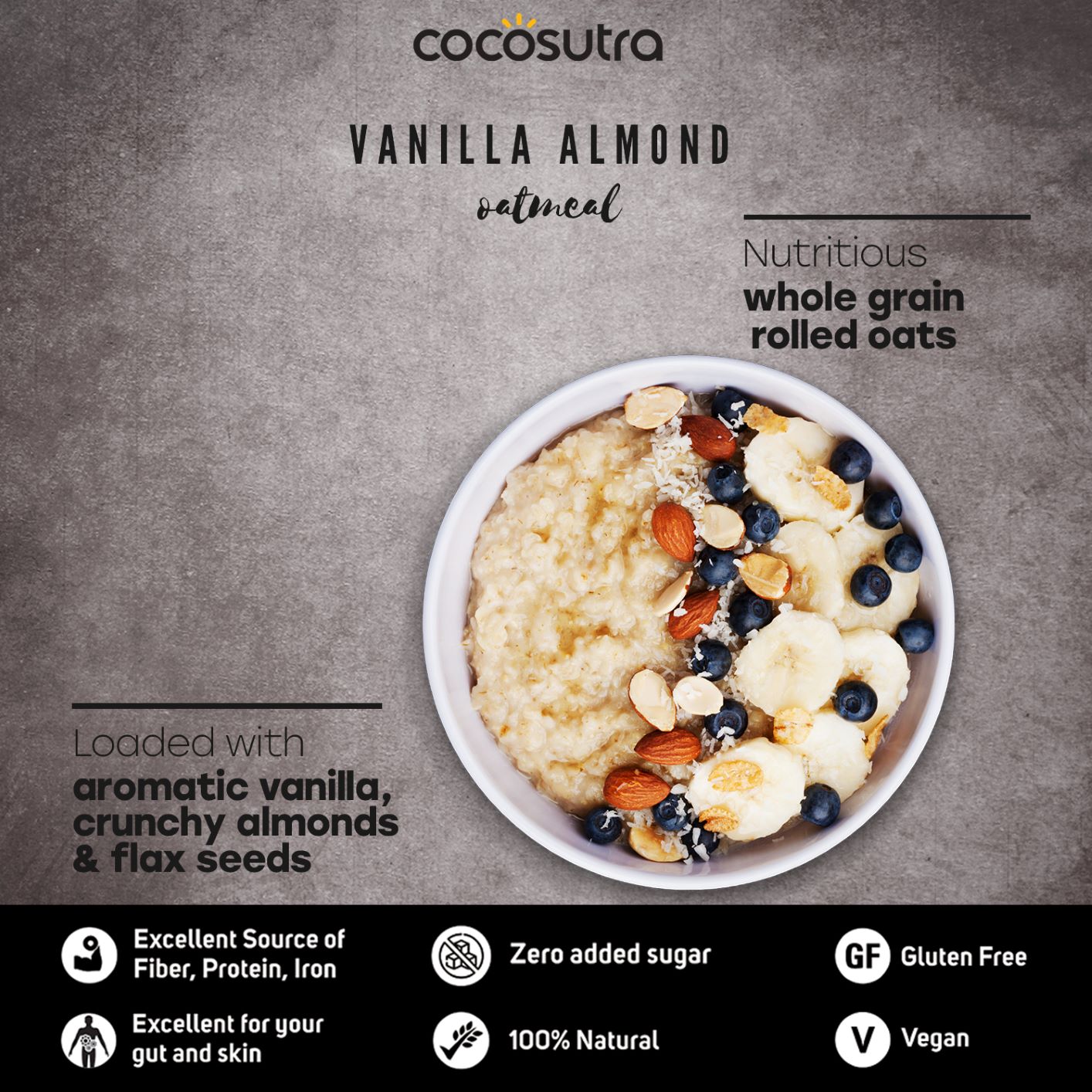 Cocosutra Vanilla Almond Oatmeal - 300 gms