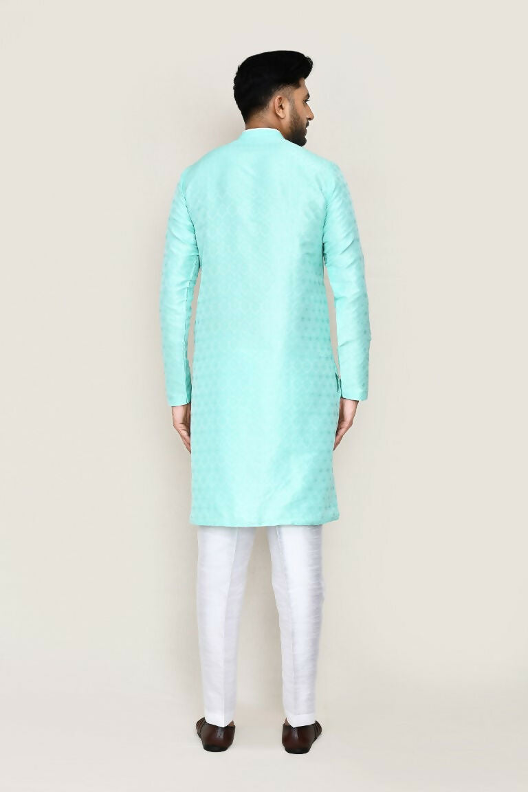 Joban Fashion Green Colored Jacquard Fabric Kurta With Straight Fit Pant
