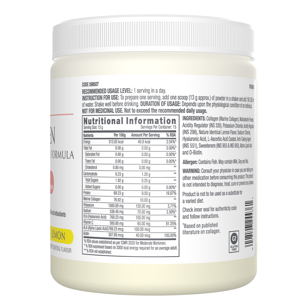 GNC Marine Collagen Powder Reduces Fine Lines & Wrinkles For Youthful Skin - 200 gms