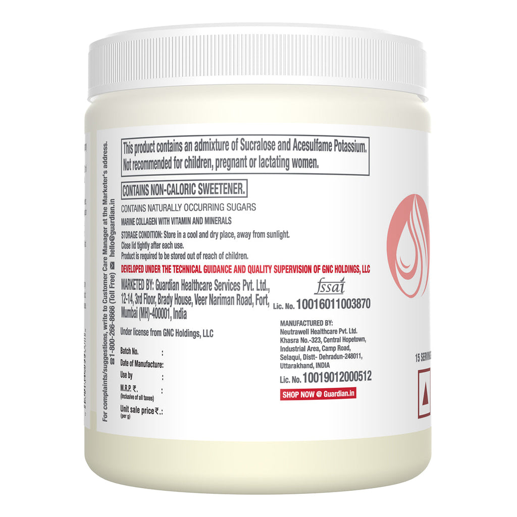 GNC Marine Collagen Powder Reduces Fine Lines & Wrinkles For Youthful Skin - 200 gms