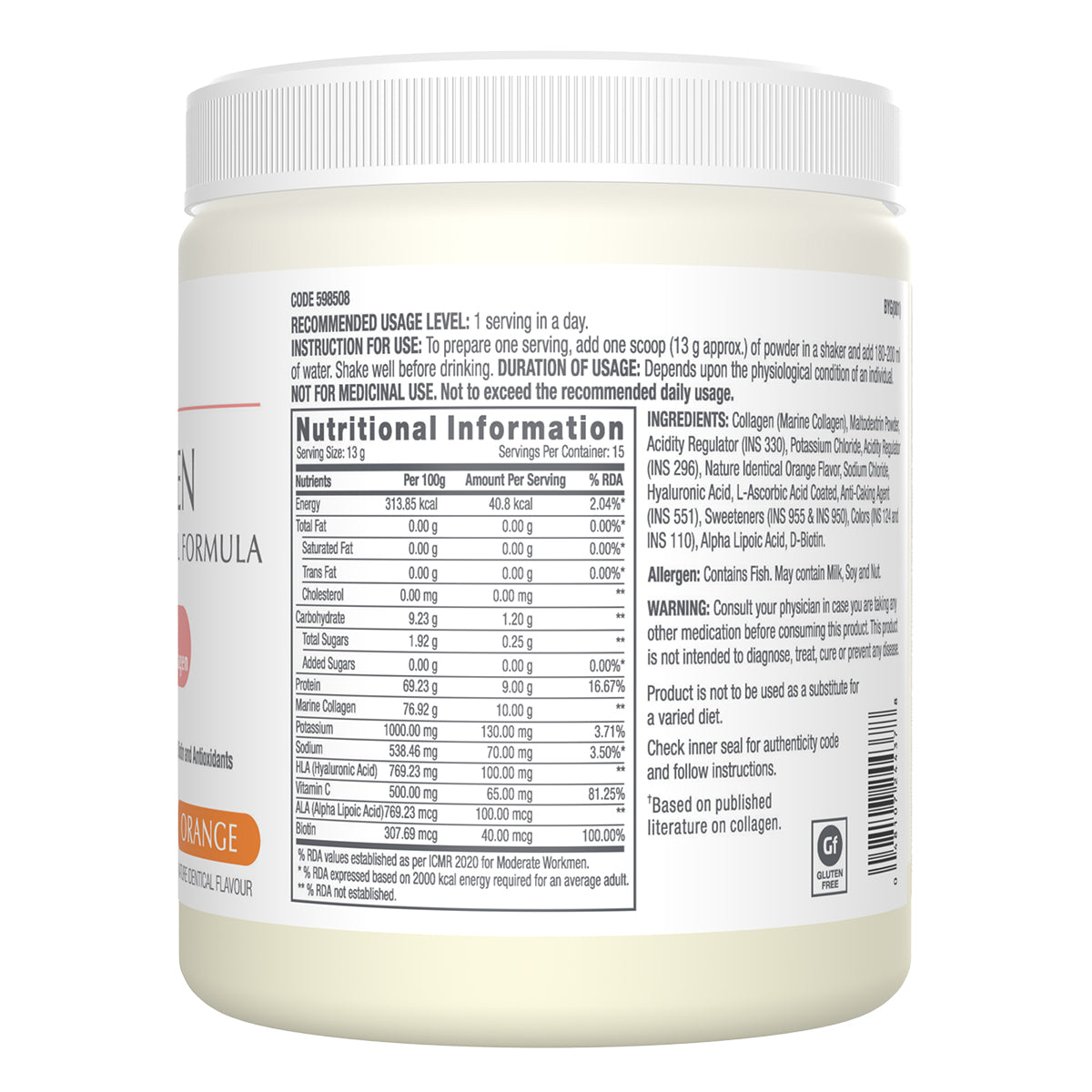 GNC Marine Collagen Powder Reduces Fine Lines & Wrinkles For Youthful Skin - 200 gms