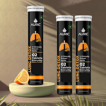 Auric Lung Detox Effervescent Tablet Drop Fizz & Drink - 20 tabs