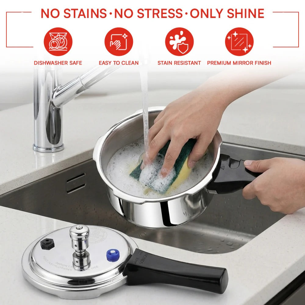 Vinod Platinum Triply Stainless Steel Pressure Cooker Induction Gas
