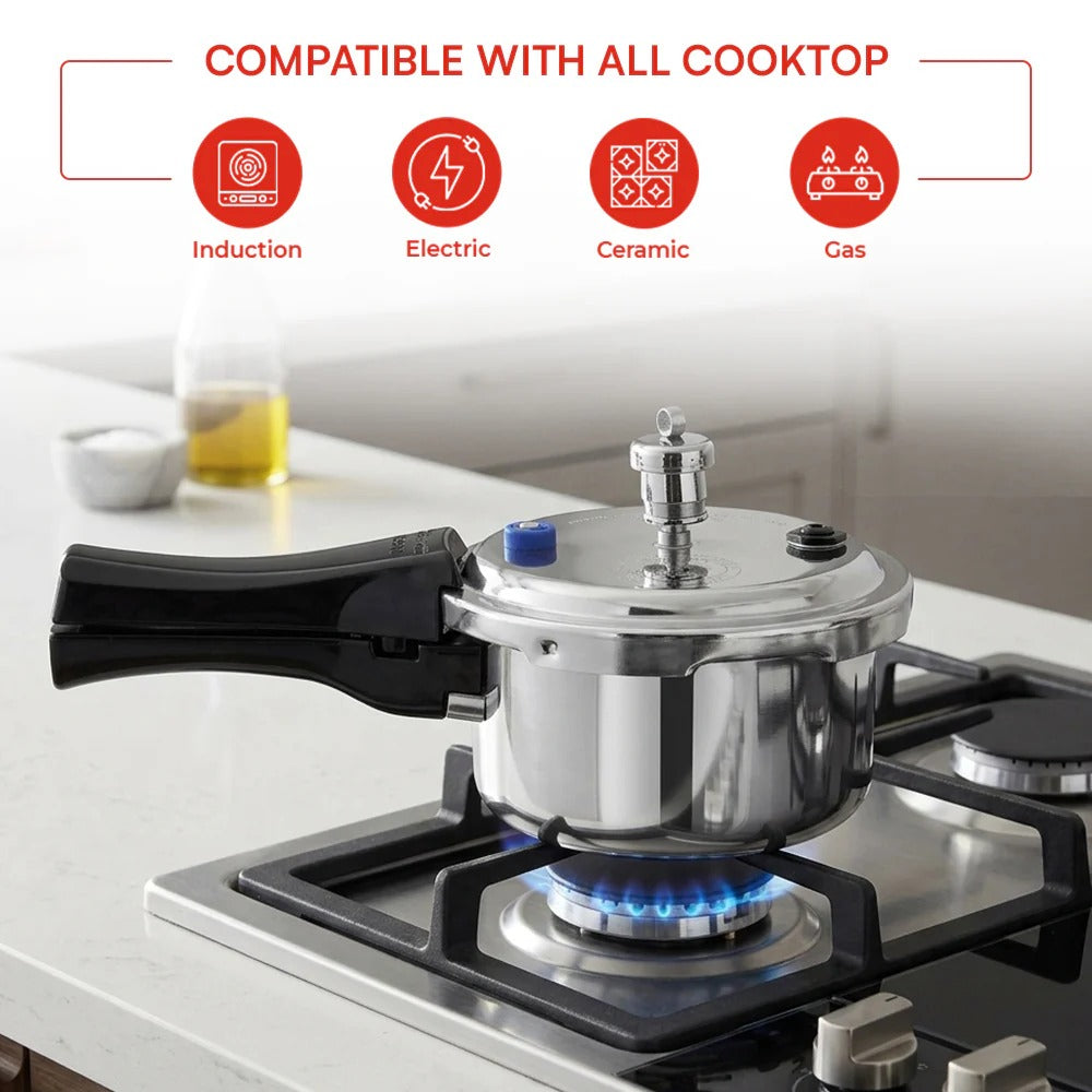 Vinod Platinum Triply Stainless Steel Pressure Cooker Induction Gas