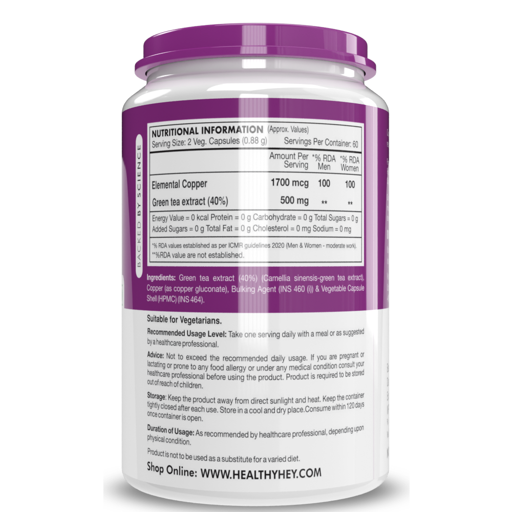 HealthyHey Copper Gluconate Veg Capsules - 120 Caps