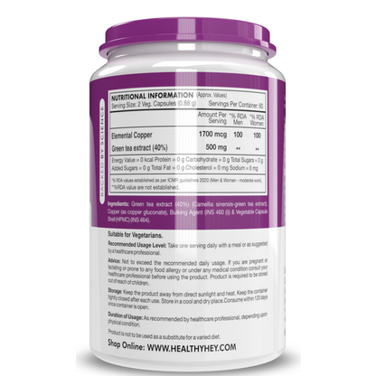 HealthyHey Copper Gluconate Veg Capsules - 120 Caps