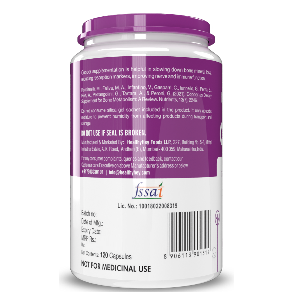 HealthyHey Copper Gluconate Veg Capsules - 120 Caps