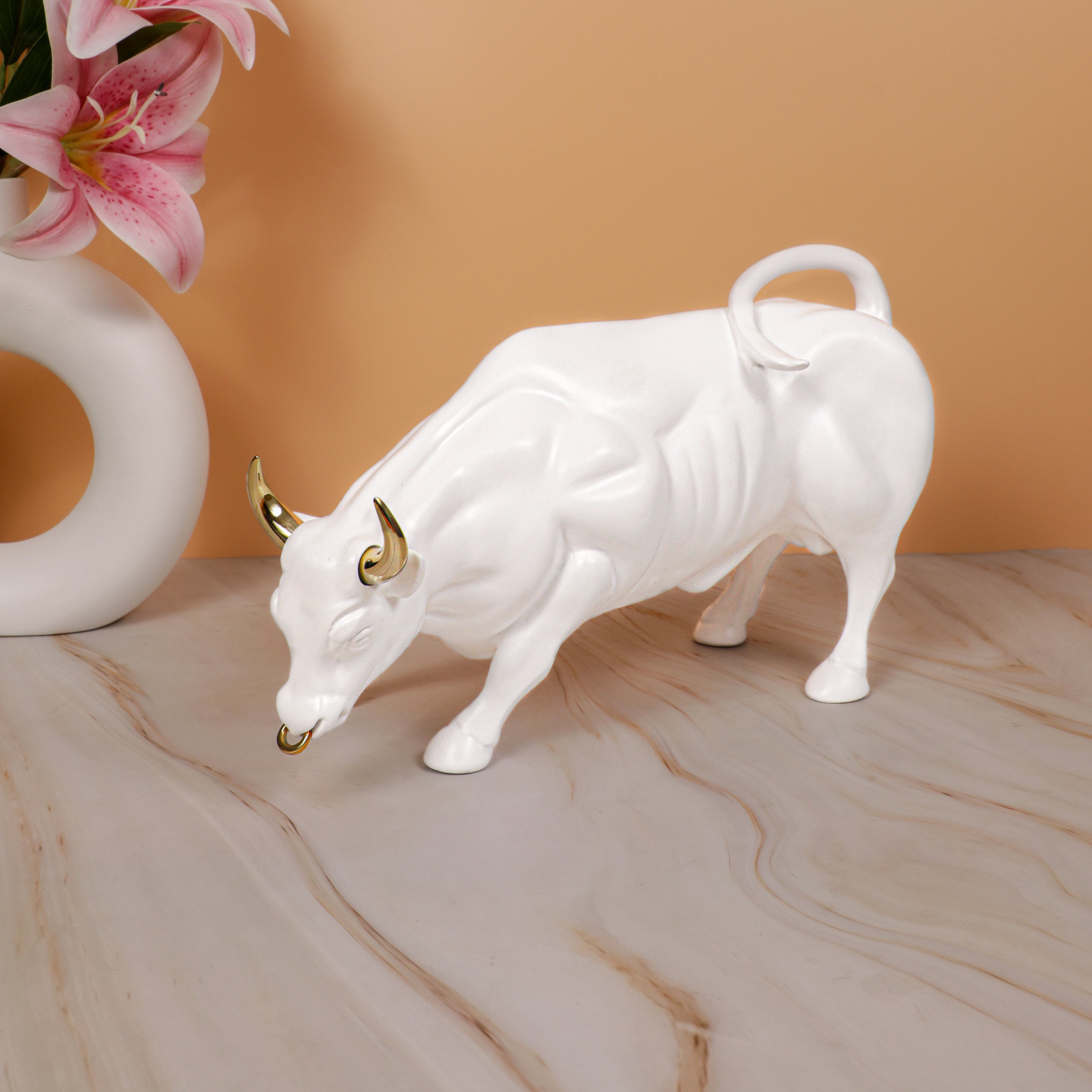 Artarium Abstract Art Charging Bull Figurine Idol