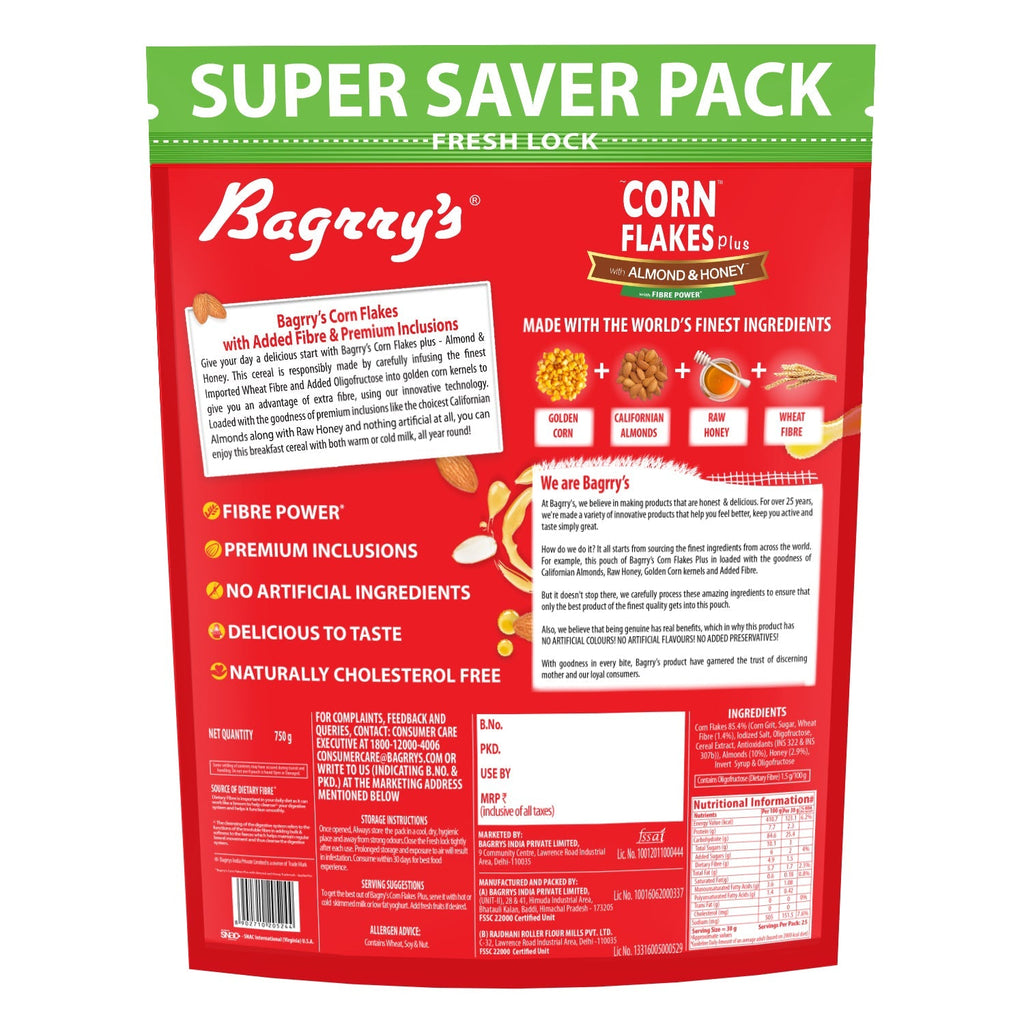 Bagrry's Corn Flakes Plus - Almond and Honey