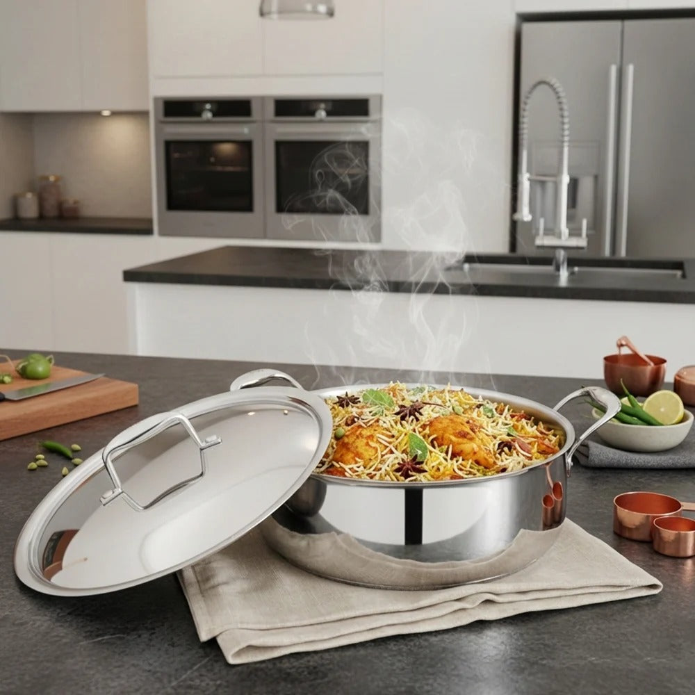Vinod Chef's Lagan Platinum Triply Stainless Steel Shallow Pot