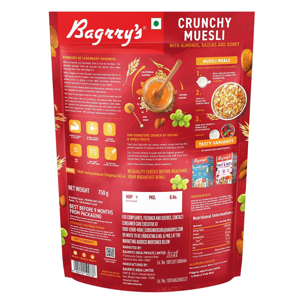 Bagrry's  Crunchy Muesli - Almonds, Raisins & Honey