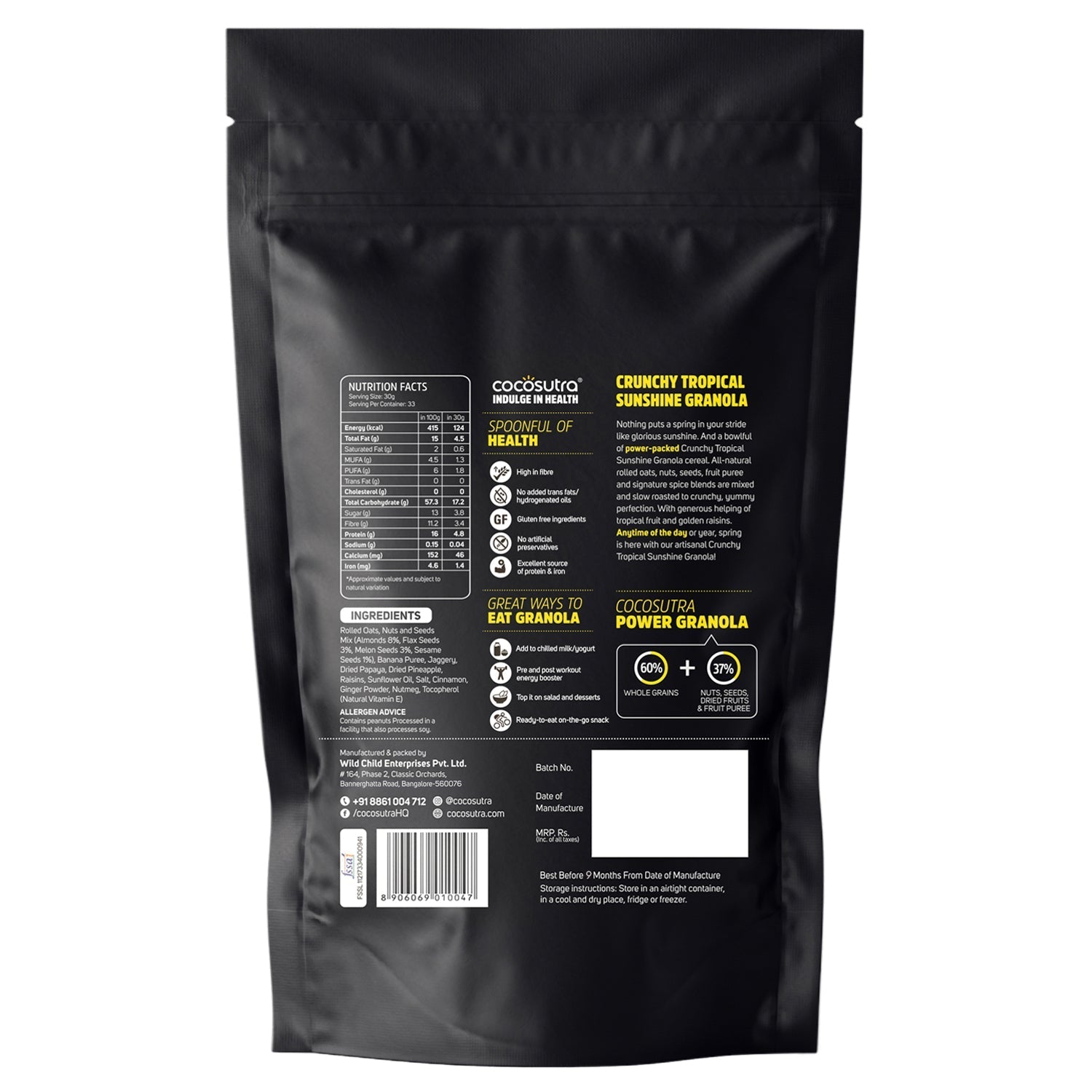 Cocosutra Crunchy Tropical Sunshine Breakfast Granola - 1 Kg