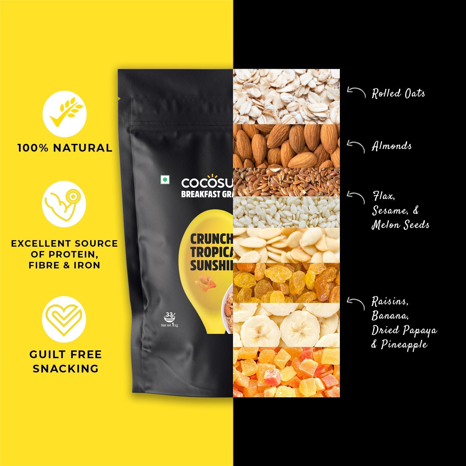 Cocosutra Crunchy Tropical Sunshine Breakfast Granola - 1 Kg