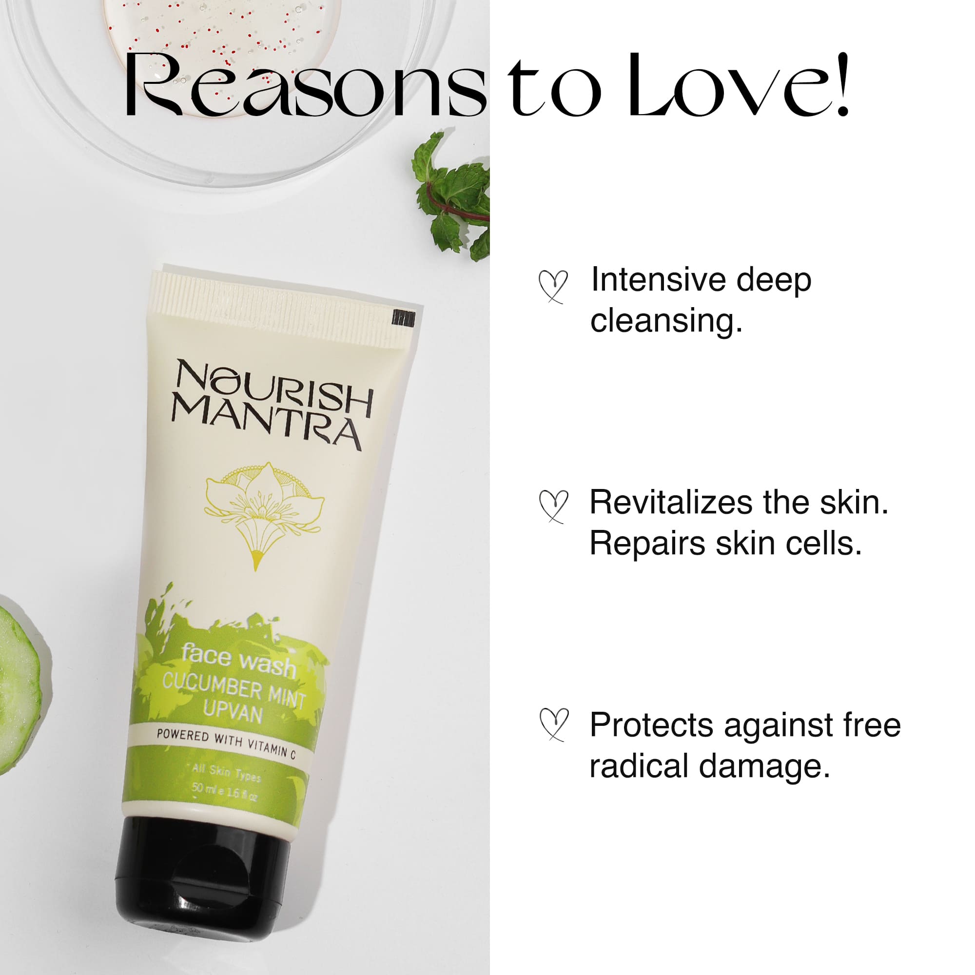 Nourish Mantra Cucumber Mint Face Wash - 50 ml