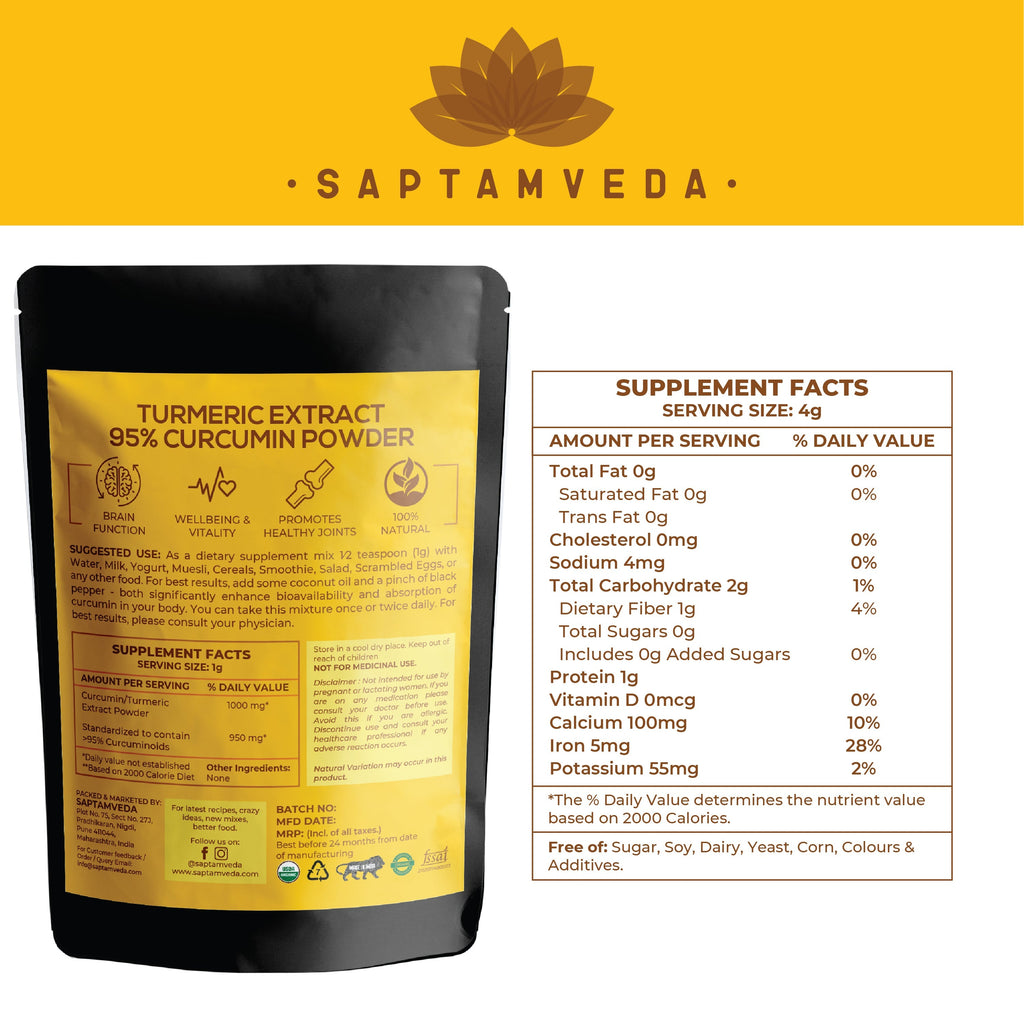 Saptamveda Organic Moringa Powder & Organic Curcumin Herbal Powder Combo