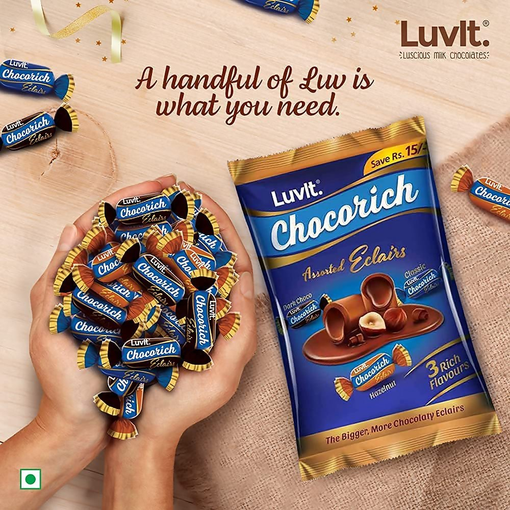 LuvIt. Chocorich Assorted Eclairs Chocolate Birthday Pack - Hazelnut, Dark Choco & Classic
