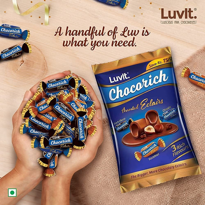 LuvIt. Chocorich Assorted Eclairs Chocolate Birthday Pack - Hazelnut, Dark Choco & Classic