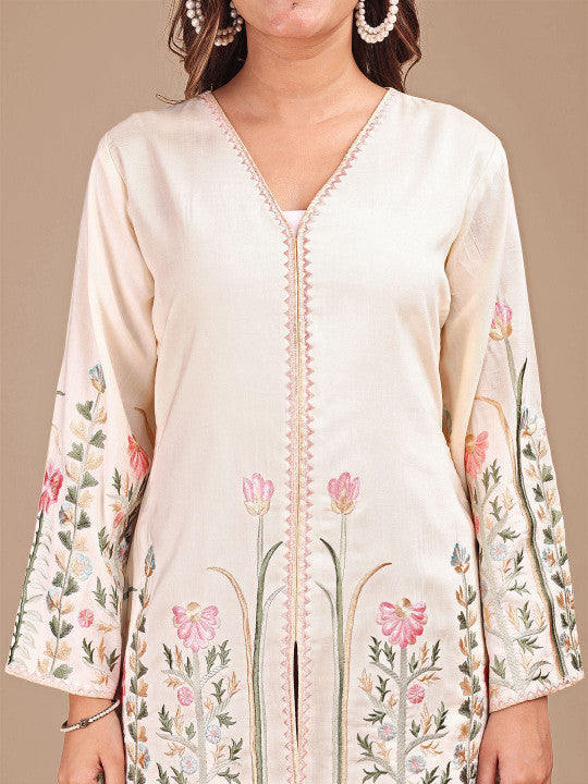 Tikhi Imli Embroidered V-Neck Tunic With Trousers Co-Ords