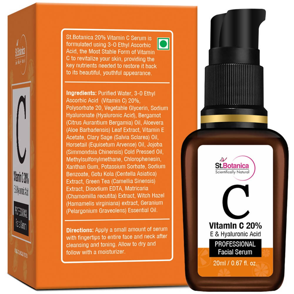 St.Botanica Vitamin C 20% E & Hyaluronic Acid Professional Facial Serum - 20 ml