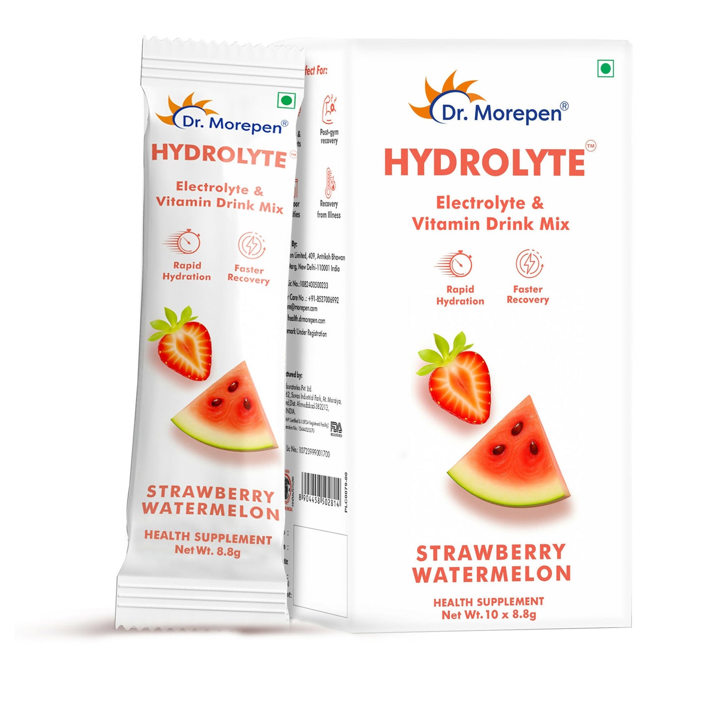 Dr. Morepen Hydrolyte Electrolyte & Vitamin Drink Mix - Strawberry