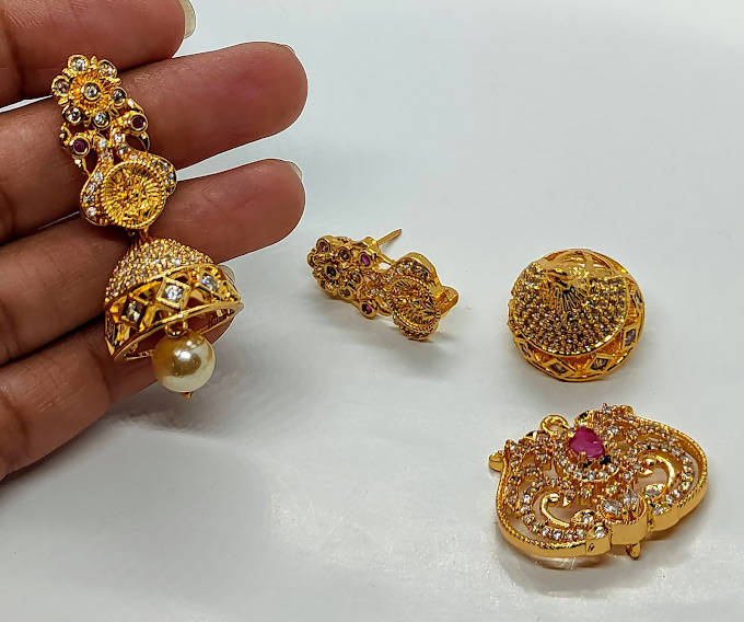 Designer Temple 4 in 1 Earrings