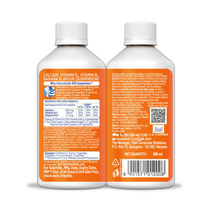 Centrum OstoCalcium 300 Suspension for Kids, Vit D & Calcium to support Growth, Strong Bones & Teeth